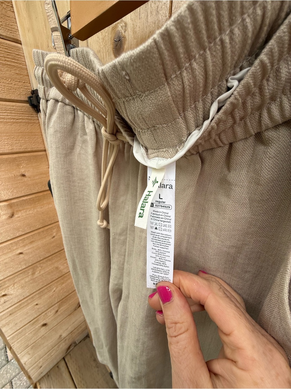 Halara Breezy Wide Leg Drawstring Linen Pants Oatmeal Beige Lounge Size Large - Picture 5 of 7